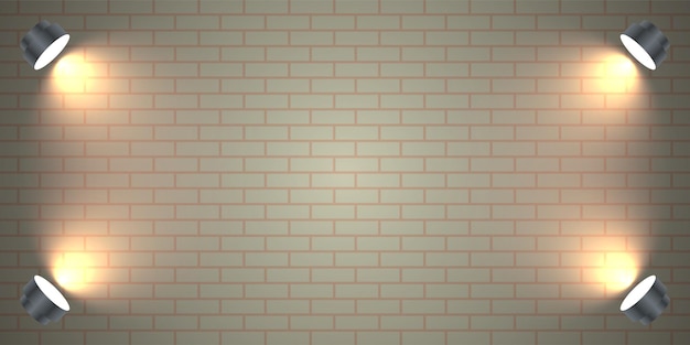 Vector brick wall background and lamp illustration template design