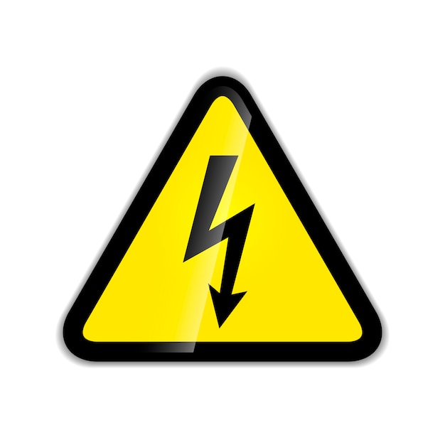 Bright high voltage sign isolated on white