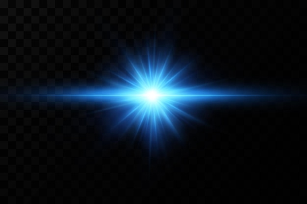 Bright particles, burning blue lights, stars, lasers. Vector