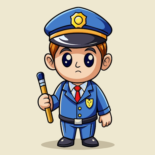 Vector bright policeman with baton vector graphic