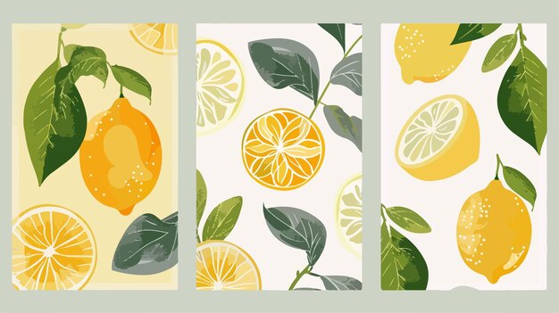 Vector bright summer lemon vector card posters