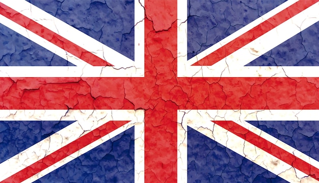 British flag on old  wall background.