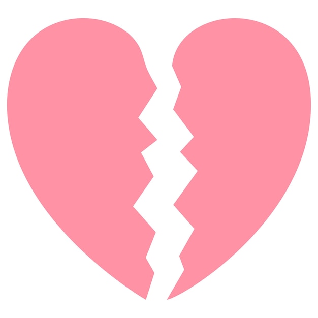 Vector broken heart flat icon isolated on white background