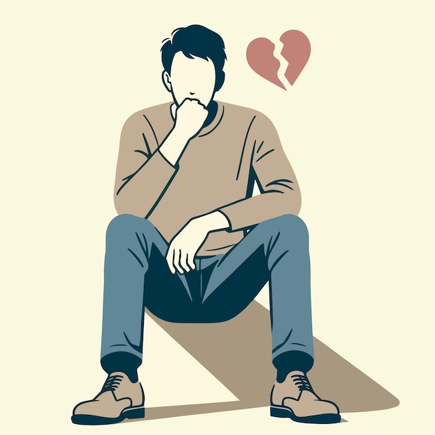 Vector broken heart person