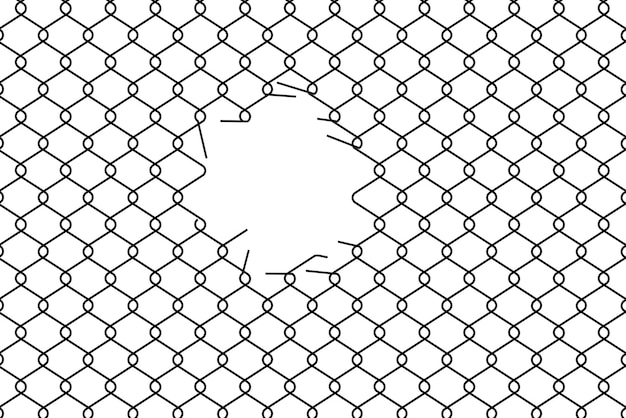 Broken wire mesh fence Cut metal lattice grid Torn wire pirson mesh texture