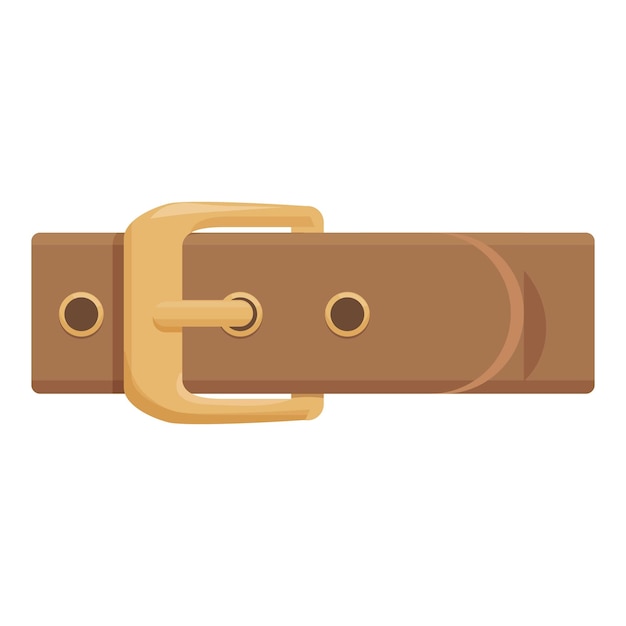 Vector brown leather belt with golden buckle fastening