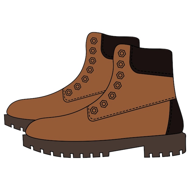 Vector brown leather boots. combat american military boots. shoe icon. vector illustration isolated on white background