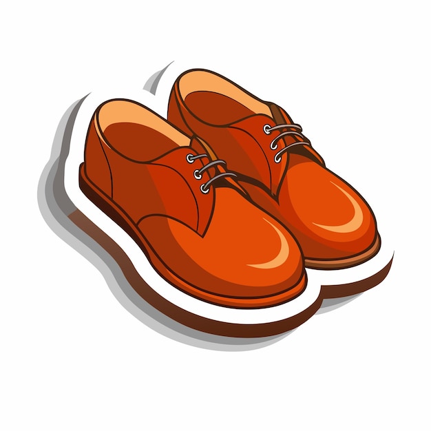 Vector brown vintage leather shoes sticker design 14