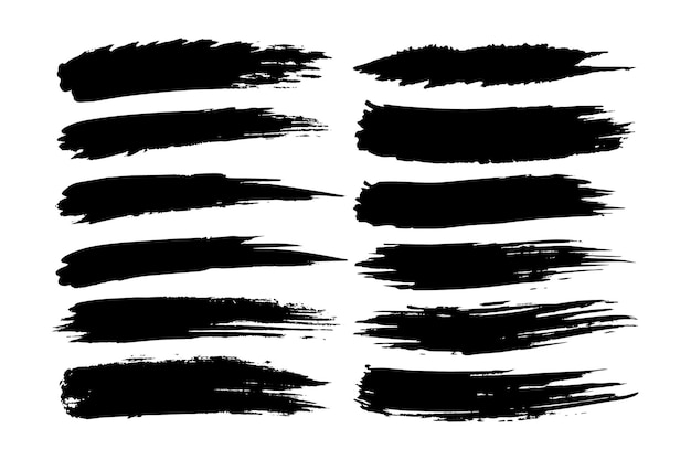 brush strokes collection set of black and white strokes brush set Vector set