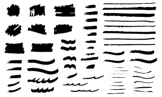 Vector brush strokes set. grunge elements collection.