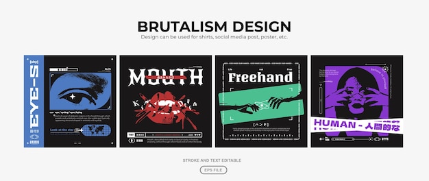 Vector brutalism design style template