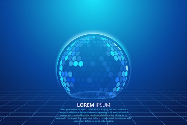 Vector bubble shield futuristic vector illustration on a blue background