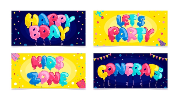 Bubble typeface cards in hand drawn style