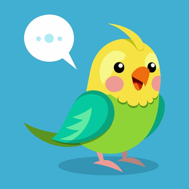 Vector budgie parrot speaks vector kawaii