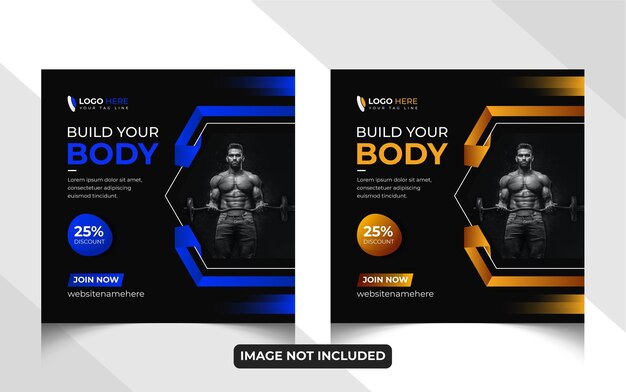 Vector build your body social media template design and vector design