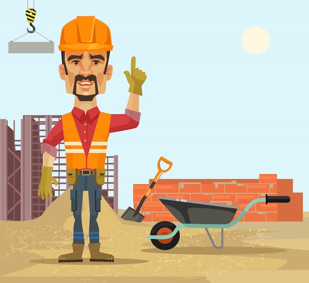 Builder. flat cartoon illustration