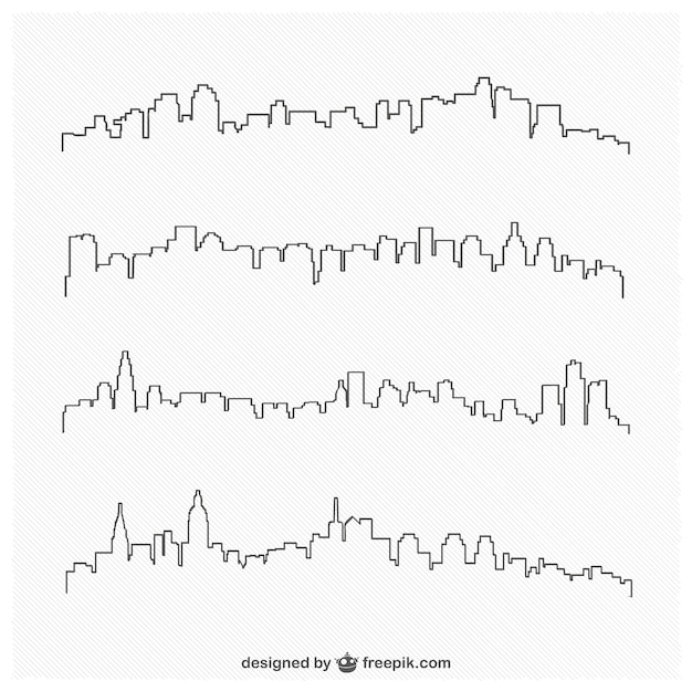 Vector buildings linear style set