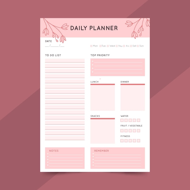 Bullet journal planner template