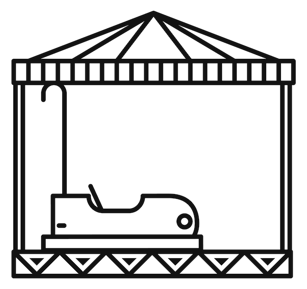 Bump car ride attraction line icon Amusement park symbol