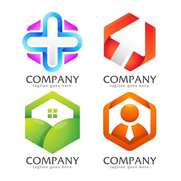 Bundle creative hexagon shape logo collection