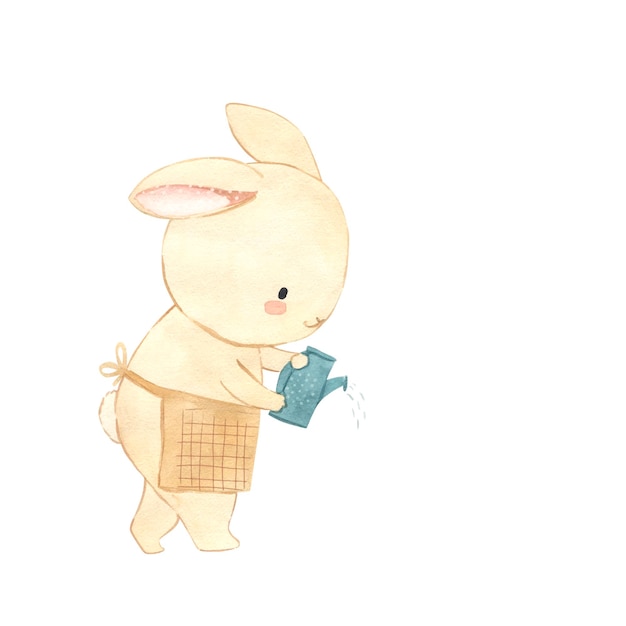 Bunny watercolor illustration for kids