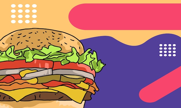 Vector burger fast food brochure background design