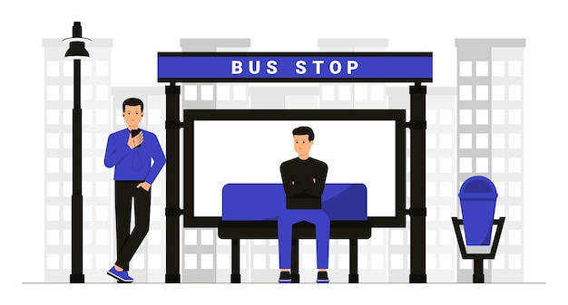 Vector bus stop concept illustration