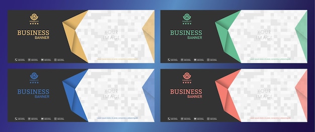 Vector business banner a set of horizontal templates with space for a photo illustration or corporate image layout of the cover of a catalog brochure project or creative idea