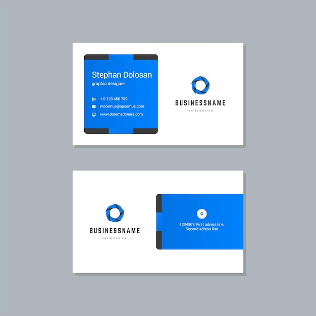 Business card design blue and black colors print template