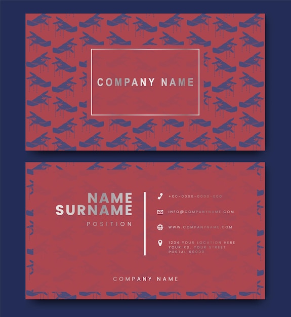 Vector business card design redblue template creative double sided corporate cards