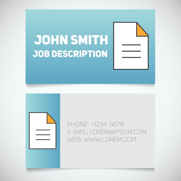 Business card print template with document logo