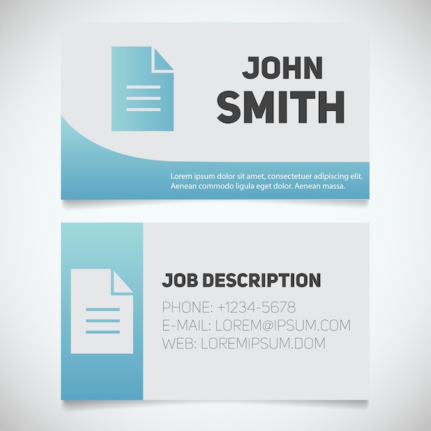 Business card print template with document logo