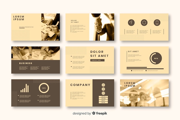 Vector business card template collection with sepia filter