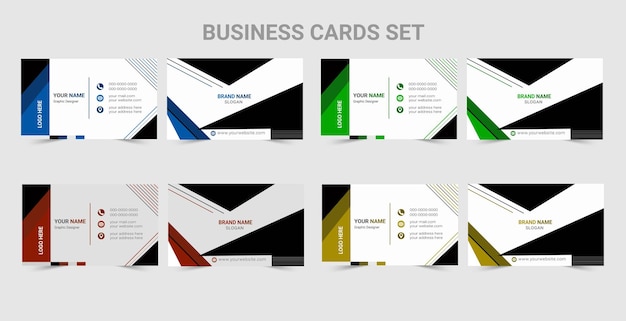 Vector the business cards template set is clean and wellorganized