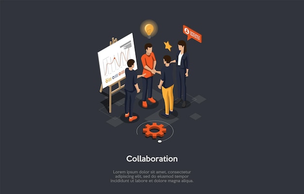 Business Collaborative Partnership Concept. Business People Discuss New Ideas And Distribute The Tasks Joining The Collaboration In The Office Meeting Room