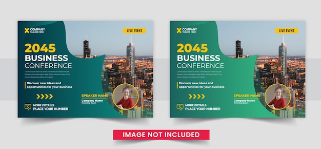 Business conference or webinar horizontal flyer and invitation banner