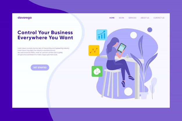 BUSINESS CONTROL LANDING PAGE FLAT DESIGN