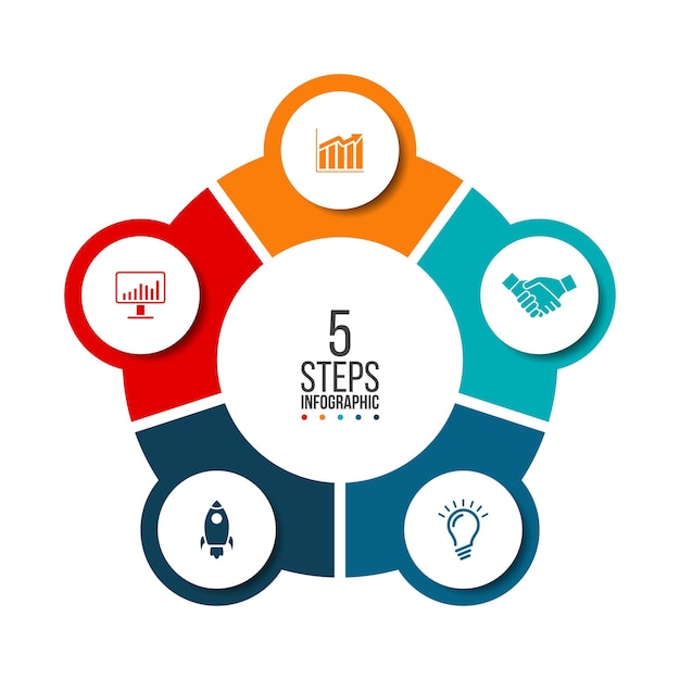 Business data visualization. Abstract elements of cycle diagram with 5 steps, options, parts or processes. Vector business template for presentation. Creative concept for infographic. Process chart.