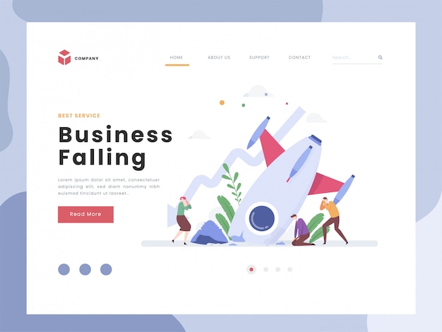 Vector business falling landing page template