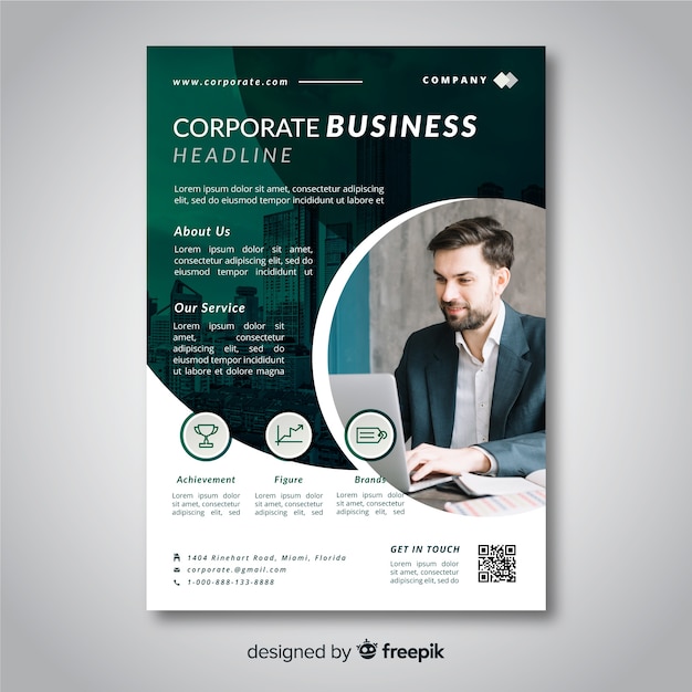 Business flyer template with photo