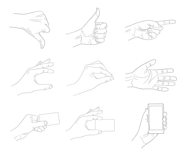 Vector business hand gestures contour