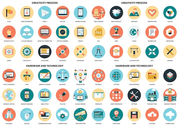 Vector business icons set for business, marketing, management