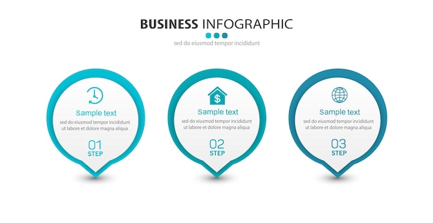 Business infographic design template with 3 options or steps