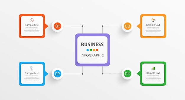 Business infographic design template with 4 options, steps or processes