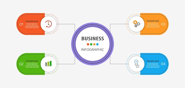 Business infographic design template with 4 options, steps or processes