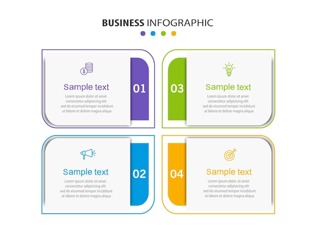 Vector business infographic design template with 4 options steps or processes