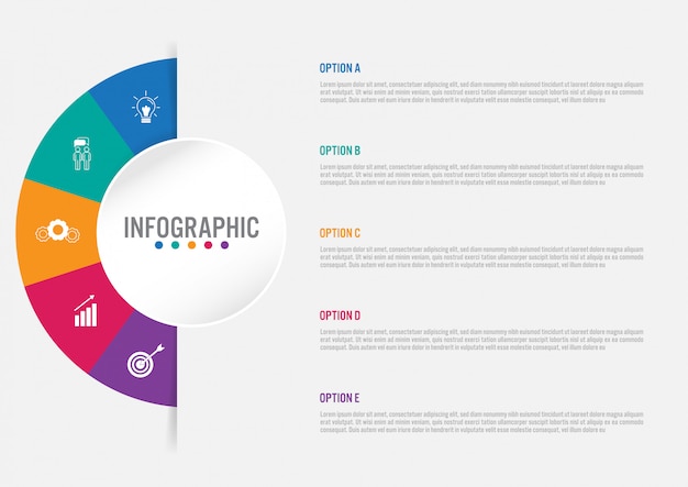 Business infographic template with 5 options