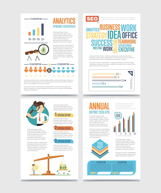 Business infographics banner set with charts