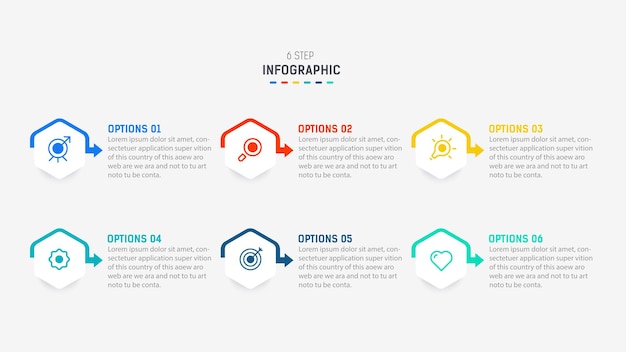 Vector business infographics design for six step option parts or process infographic 6 element design