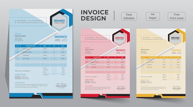 Vector business invoice template design and payment invoice bill